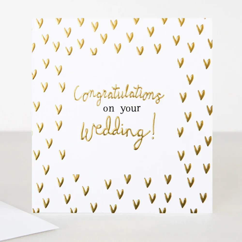 Gold Hearts Wedding Card>Caroline Gardner Best