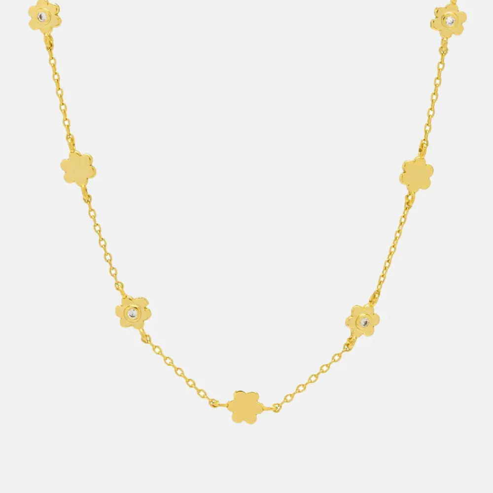 Gold Multi Flower CZ Necklace>Caroline Gardner Flash Sale