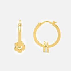Gold Multi Flower Hoop Earrings>Caroline Gardner Hot