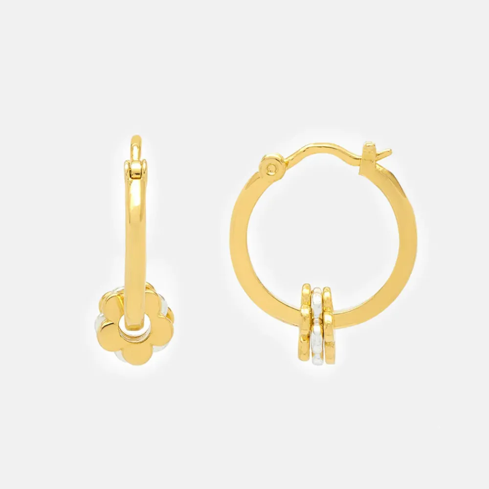 Gold Multi Flower Hoop Earrings>Caroline Gardner Hot
