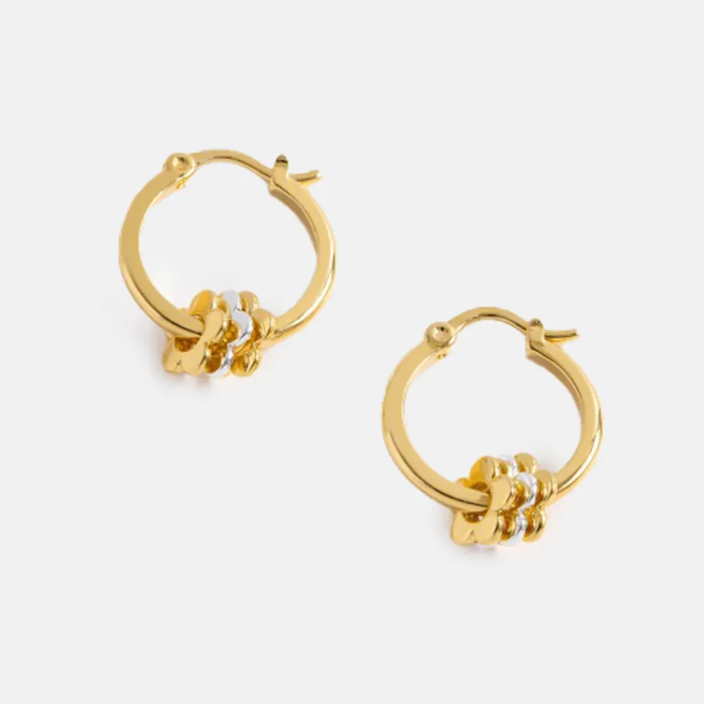 Gold Multi Flower Hoop Earrings>Caroline Gardner Hot