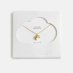Gold Plated Croissant Necklace><noscript><img width=