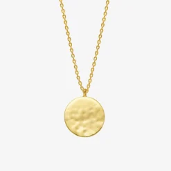 Gold Plated Hammered Disc Pendant Necklace>Caroline Gardner Hot
