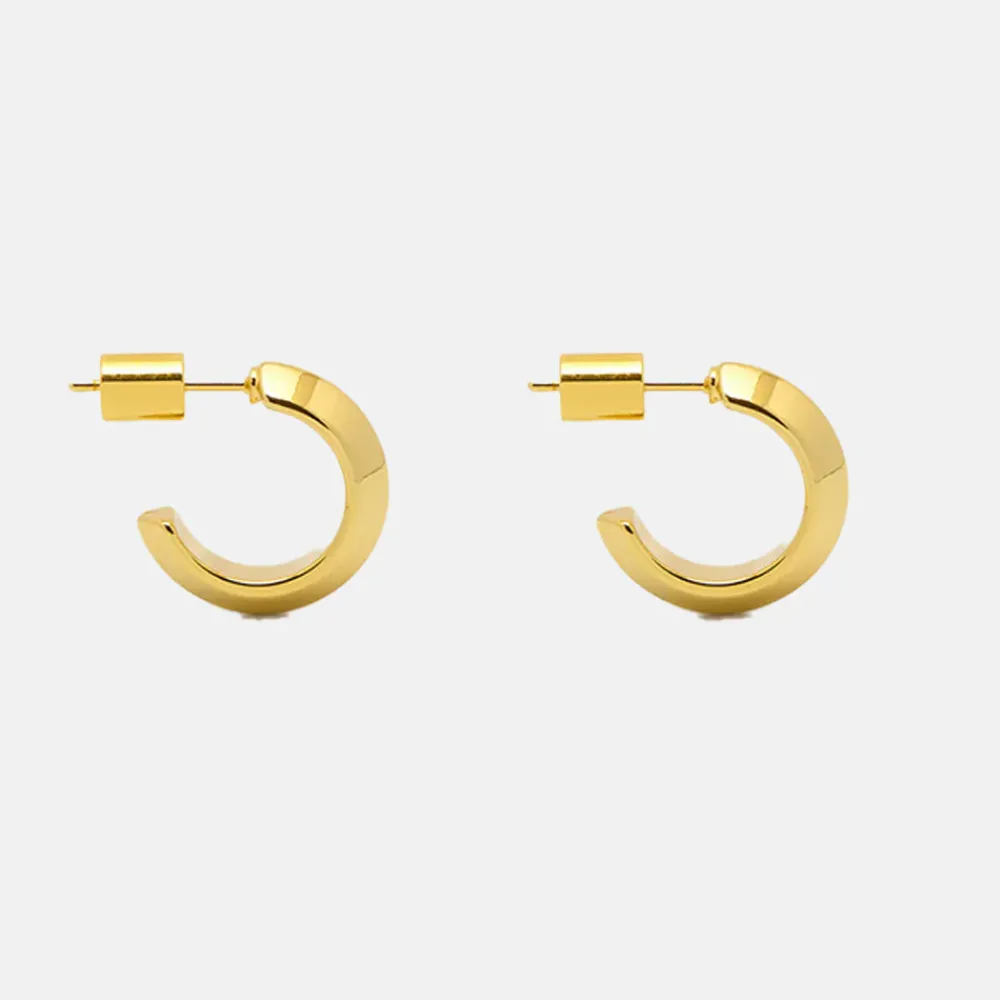 Gold Plated Mini Edge Hoop Earrings>Caroline Gardner Best
