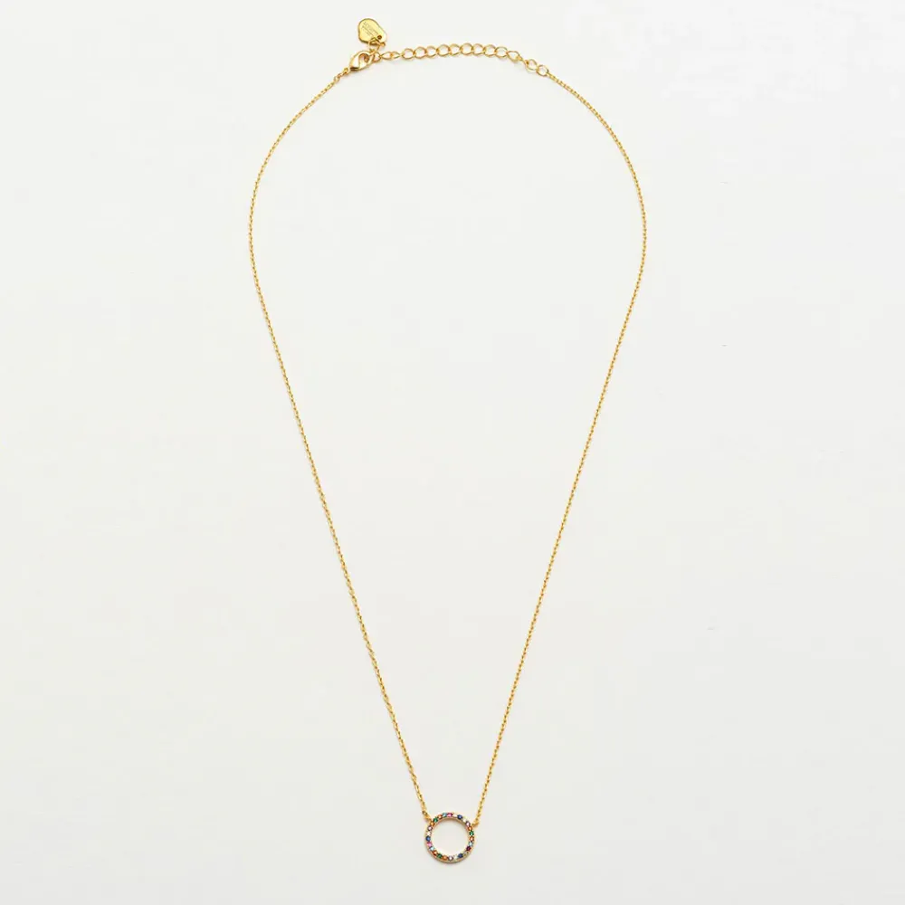 Gold Plated Rainbow Circle Necklace>Caroline Gardner Store