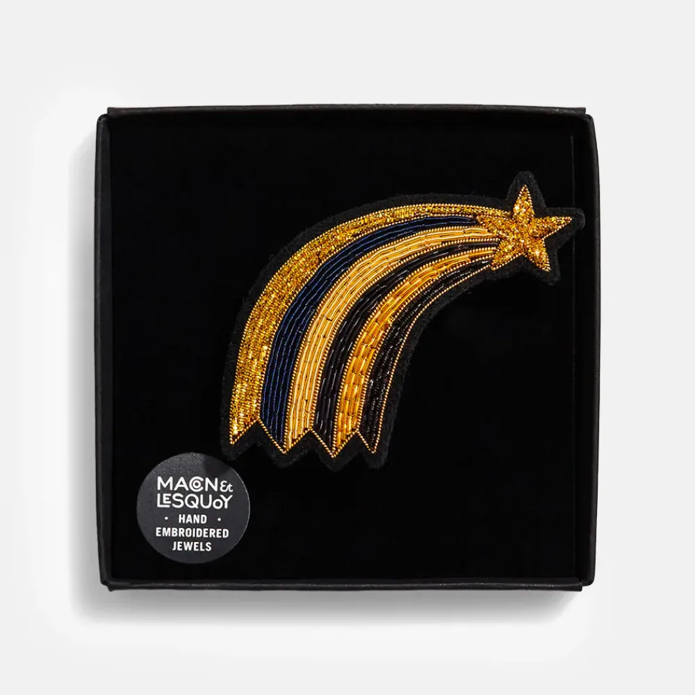 Gold Shooting Star Hand Embroidered Brooch>Caroline Gardner Cheap