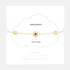Gold Sunburst & Green CZ Bracelet>Caroline Gardner New