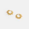 Gold Sunburst Huggie Hoop Earrings>Caroline Gardner Flash Sale