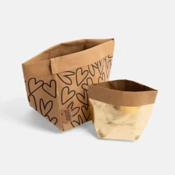 Gold/Kraft Outline Hearts Paper Storage Pots Set of 2>Caroline Gardner Cheap