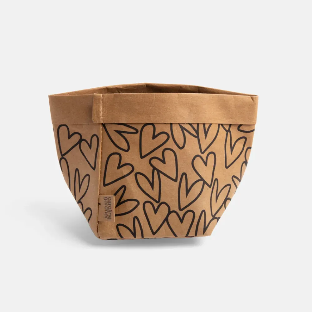 Gold/Kraft Outline Hearts Paper Storage Pots Set of 2>Caroline Gardner Cheap