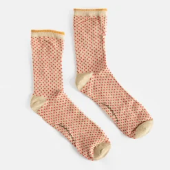 Gold/Red Small Dot Sparkle Socks>Caroline Gardner Fashion