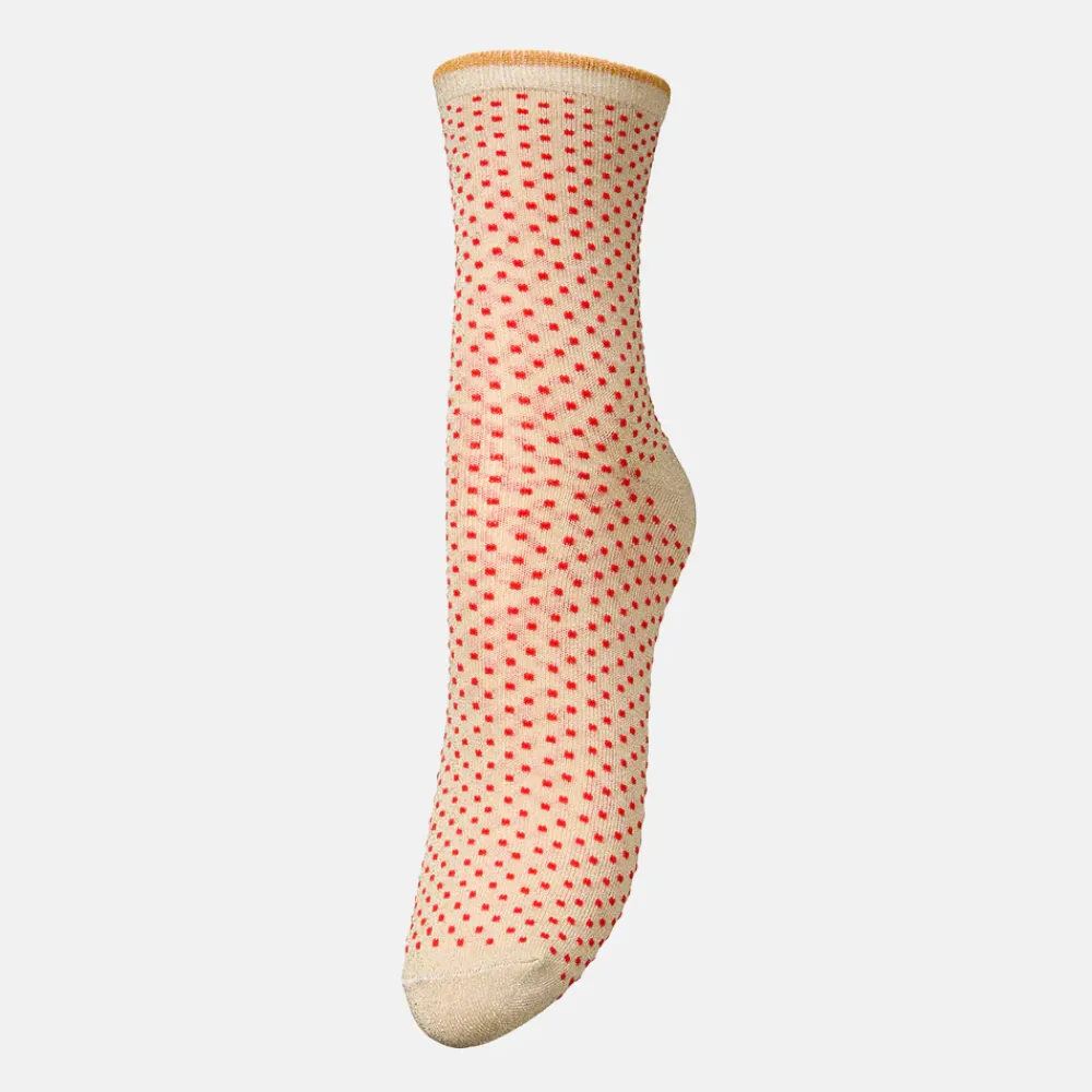 Gold/Red Small Dot Sparkle Socks>Caroline Gardner Fashion