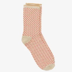 Gold/Red Small Dot Sparkle Socks><noscript><img width=
