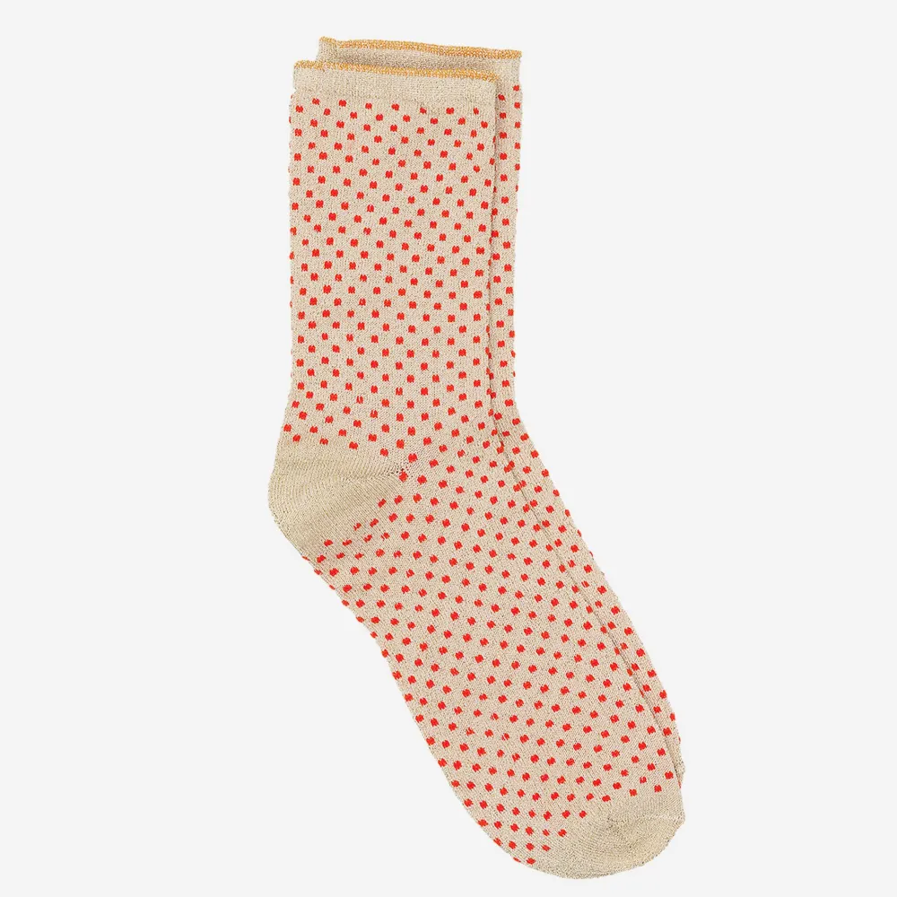 Gold/Red Small Dot Sparkle Socks>Caroline Gardner Fashion