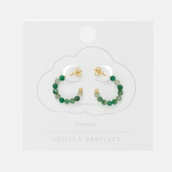 Green Agate Hoop Earrings><noscript><img width=