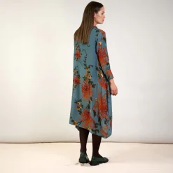 Grey Chrysanthemum Asymmetric Dress M/L>Caroline Gardner Cheap