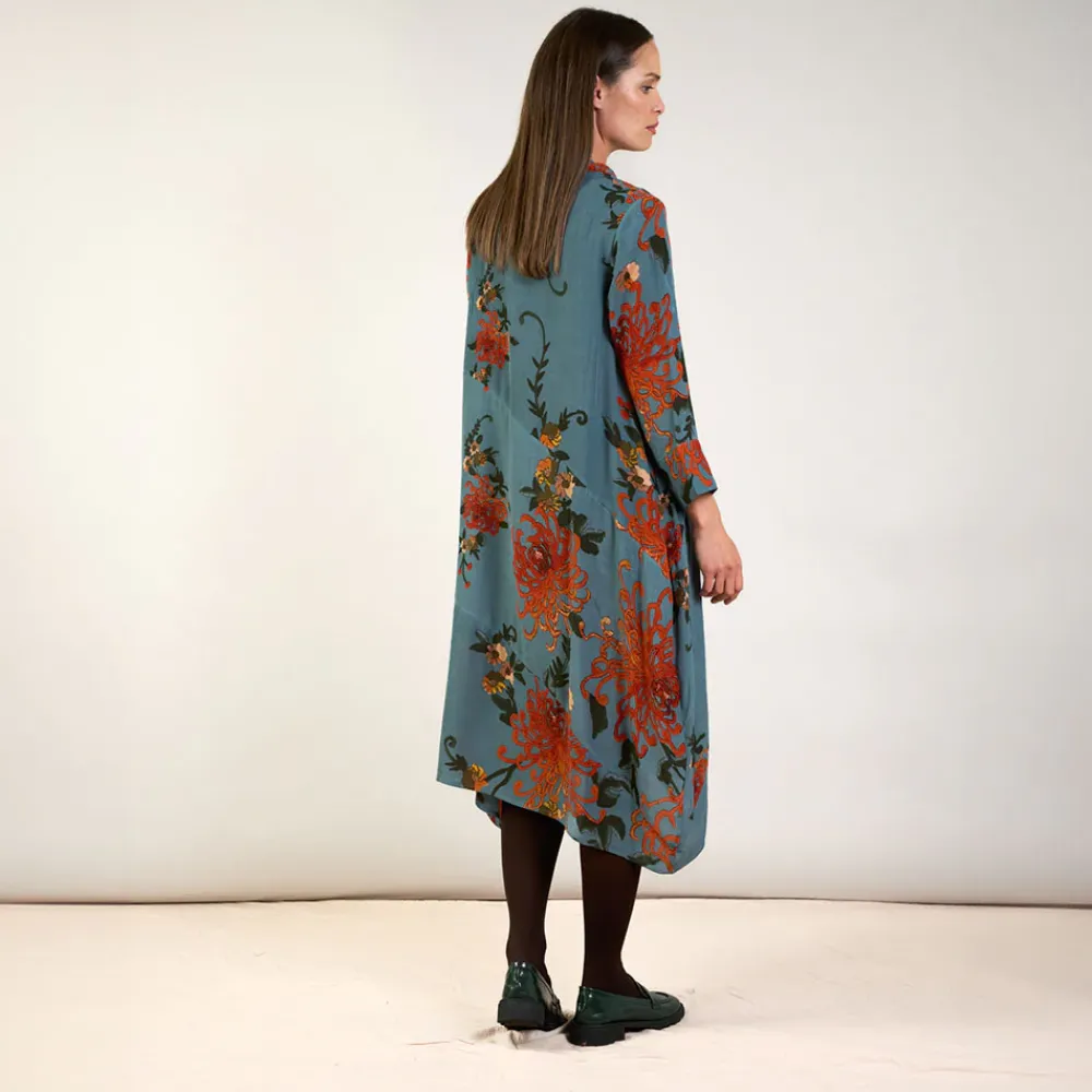 Grey Chrysanthemum Asymmetric Dress M/L>Caroline Gardner Cheap