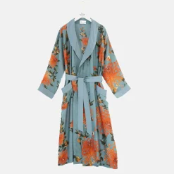 Grey Chrysanthemum Dressing Gown>Caroline Gardner Store