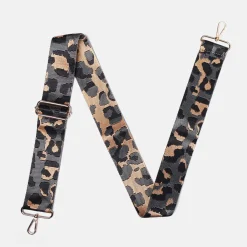Grey Leopard Webbing Handbag Strap>Caroline Gardner Outlet