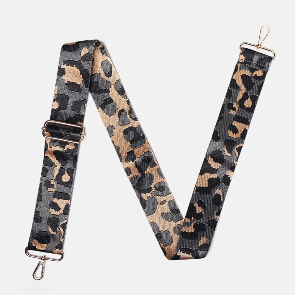 Grey Leopard Webbing Handbag Strap>Caroline Gardner Outlet