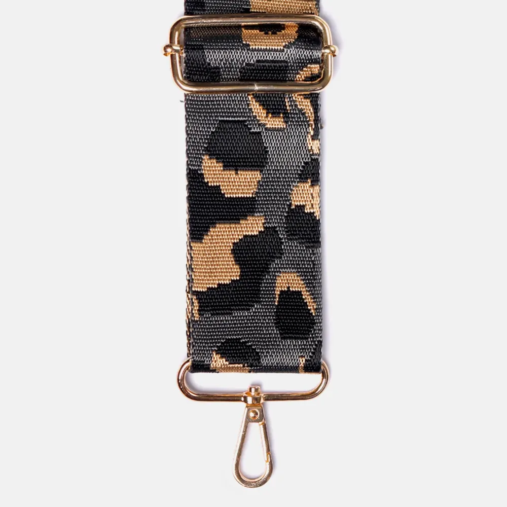 Grey Leopard Webbing Handbag Strap>Caroline Gardner Outlet