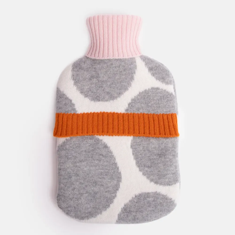 Grey Spot Merino Hot Water Bottle>Caroline Gardner Clearance
