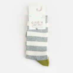 Grey Stripes Socks>Caroline Gardner Online