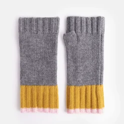 Grey/Mustard/Pink Cashmere Wrist Warmers>Caroline Gardner Cheap