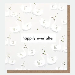 Happily Ever After Swans Wedding Card>Caroline Gardner Online