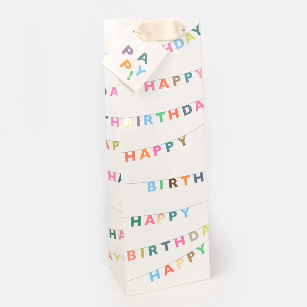 Happy Birthday Bunting Bottle Gift Bag>Caroline Gardner Flash Sale