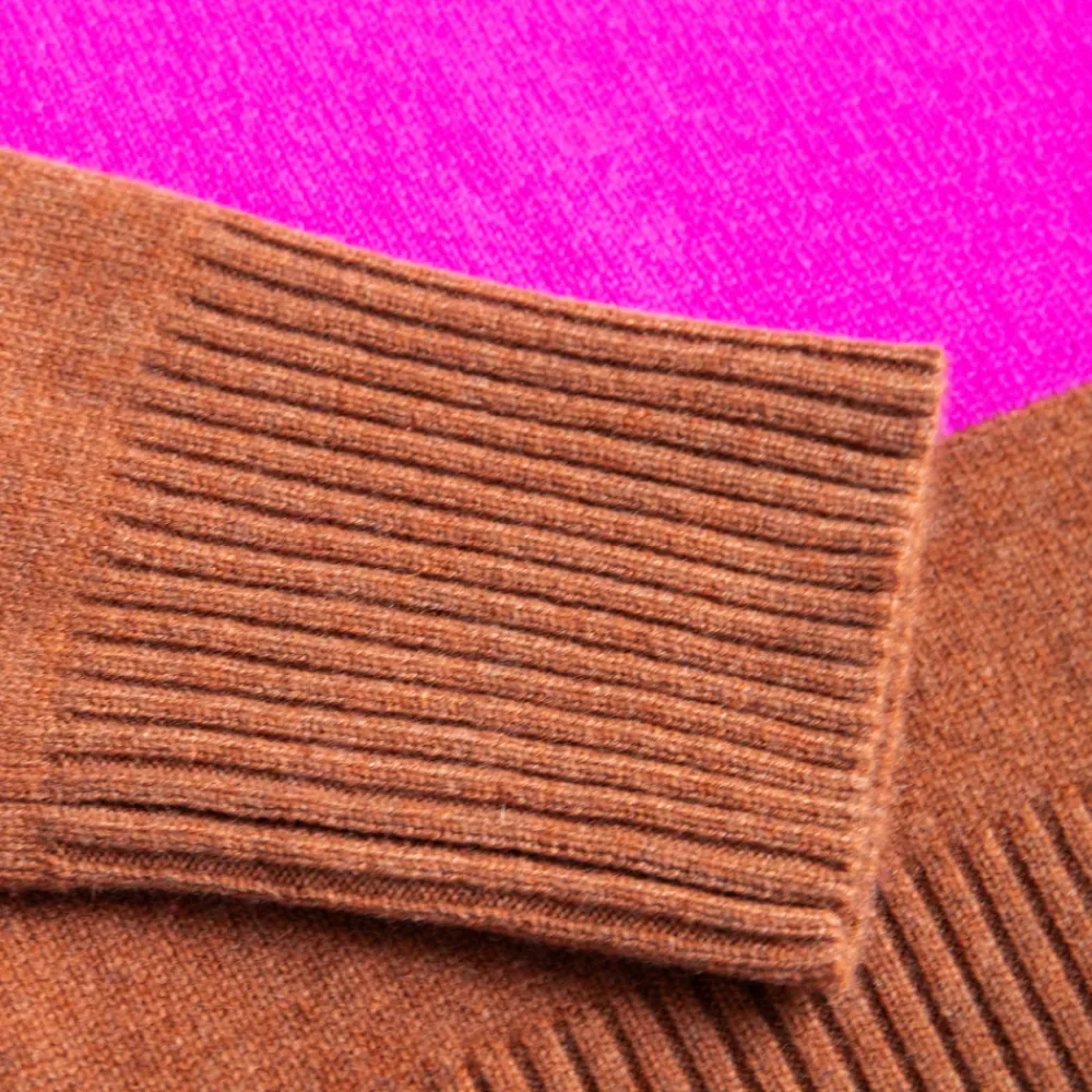 Hazelnut/Pink Striped Pure Cashmere Jumper>Caroline Gardner Fashion