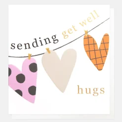 Hearts Washing Line Get Well Soon Card>Caroline Gardner Hot