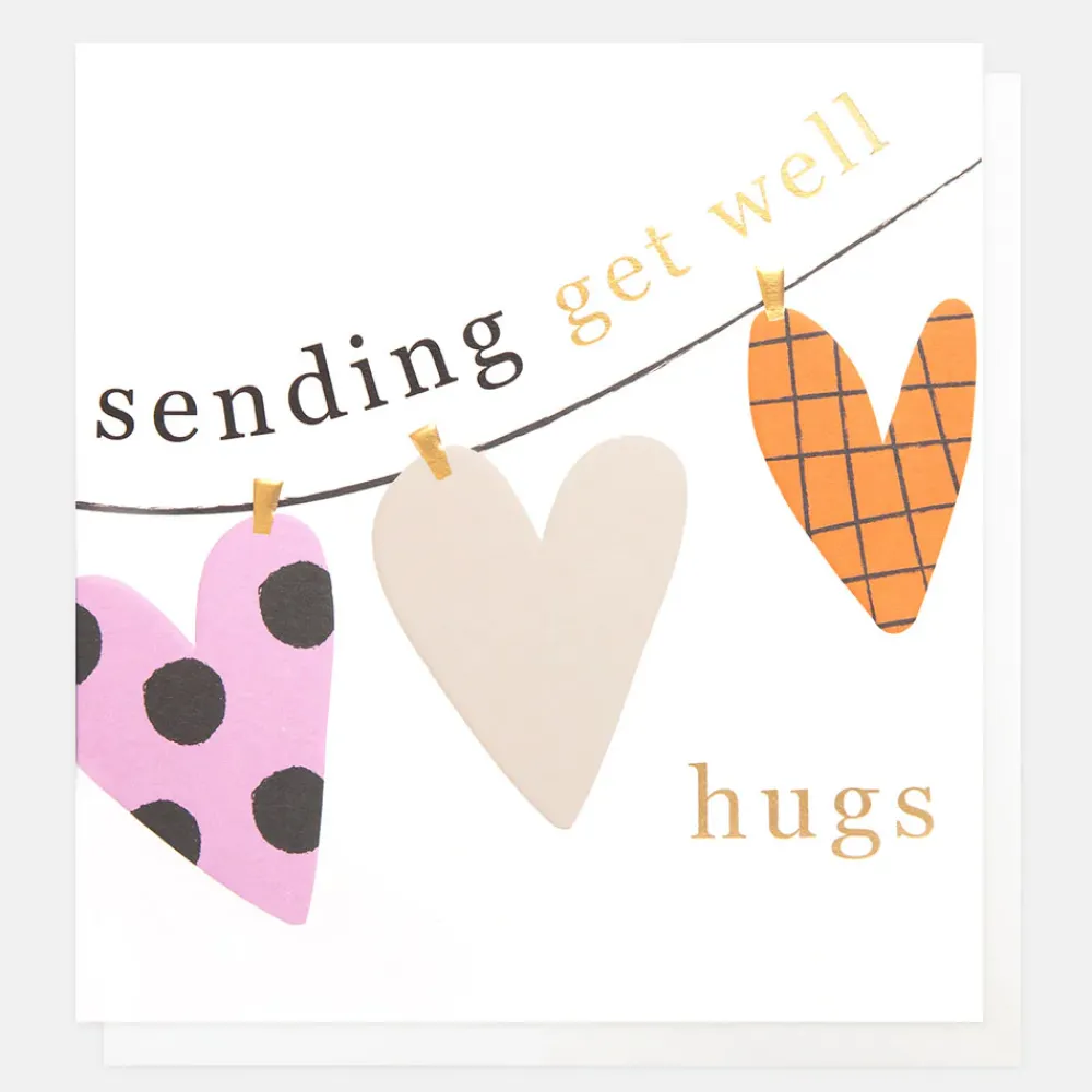 Hearts Washing Line Get Well Soon Card>Caroline Gardner Hot
