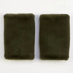 Khaki Faux Fur Wrist Warmers>Caroline Gardner New