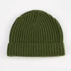 Khaki Green Cashmere Rib Beanie Hat>Caroline Gardner Online