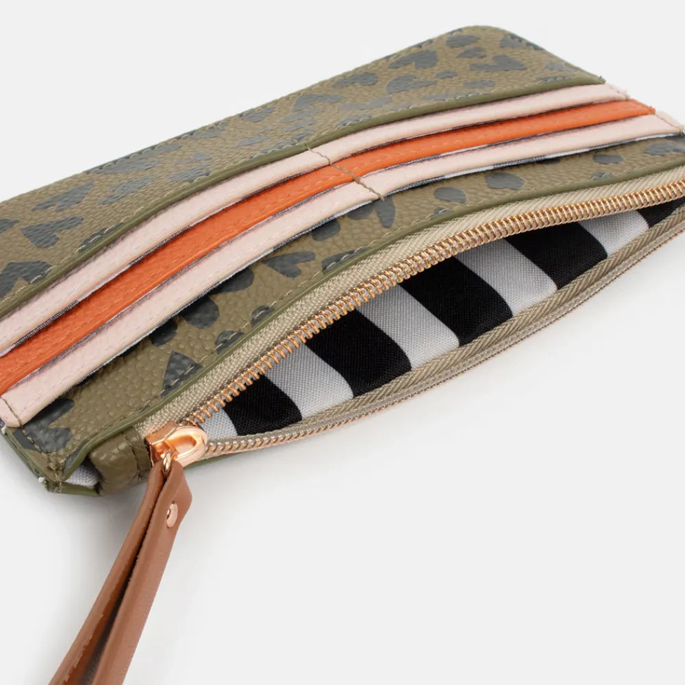 Khaki/Black Heart Long Patch Purse>Caroline Gardner Fashion
