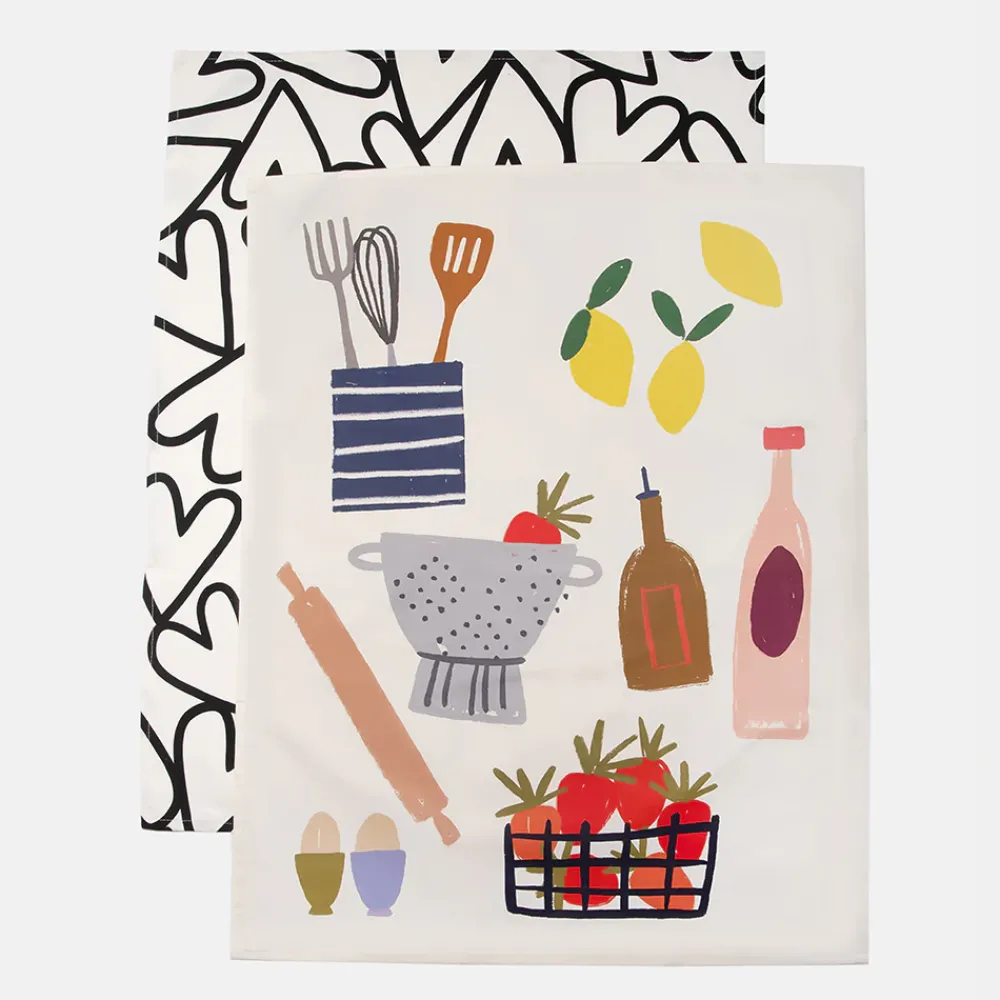 Kitchen/Hearts Tea Towel Set of 2>Caroline Gardner Fashion