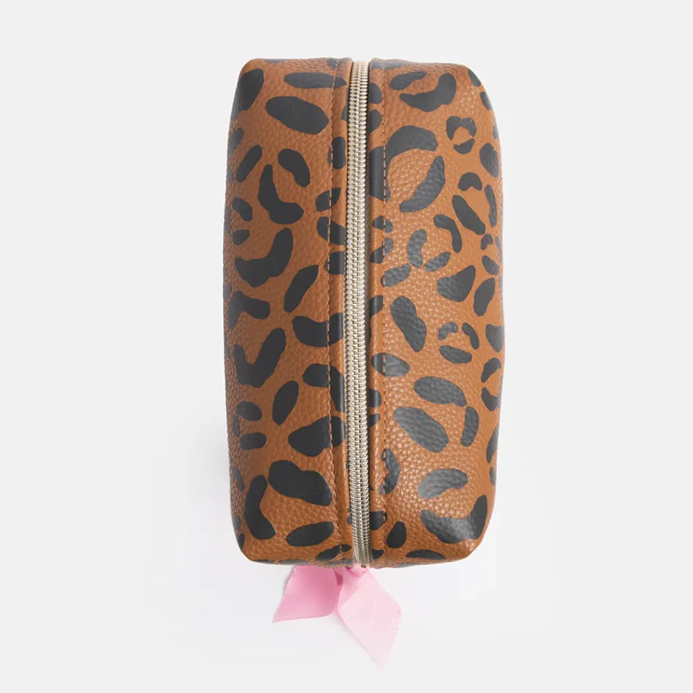 Leopard Print Cube Cosmetic Bag>Caroline Gardner Outlet
