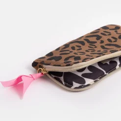 Leopard Print Padded Zip Pouch>Caroline Gardner Outlet