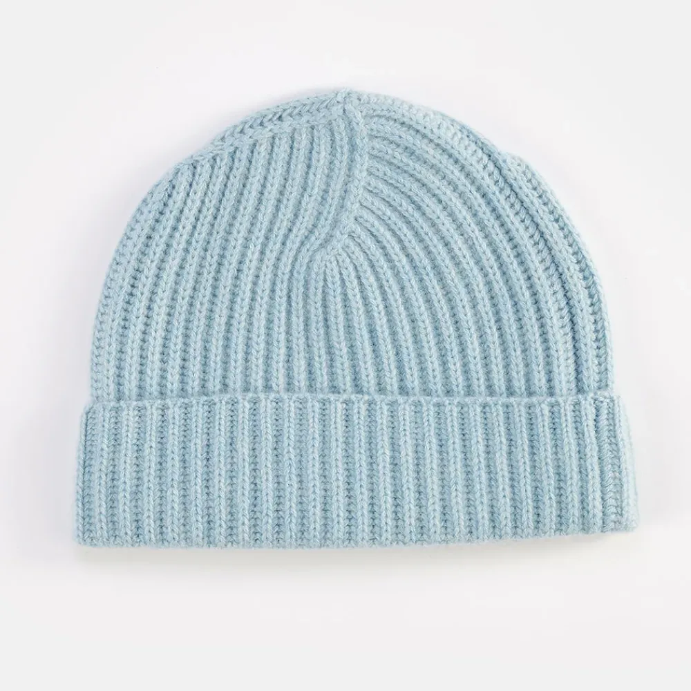 Light Blue Rib Cashmere Hat>Caroline Gardner New