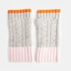 Light Grey/Tangerine/Pink Cashmere Cable Knit Wrist Warmers>Caroline Gardner Sale