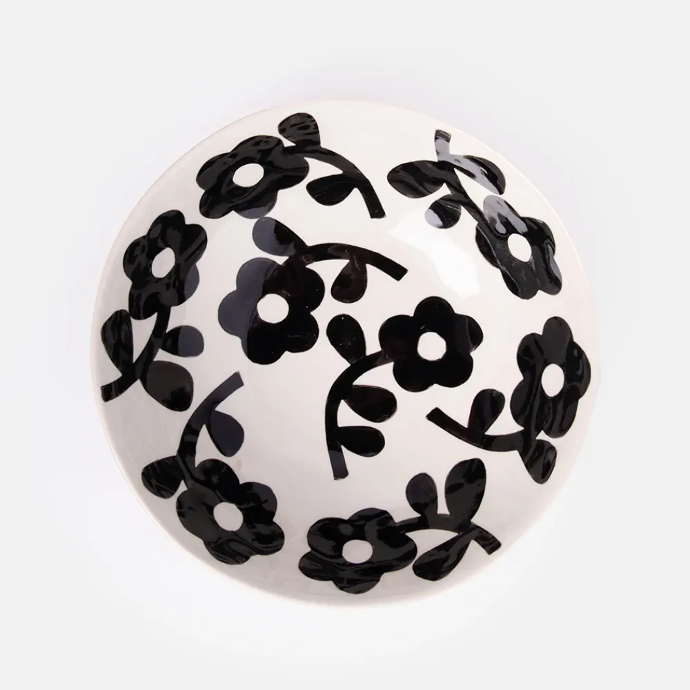 Mono Floral Stoneware Bowl>Caroline Gardner Hot