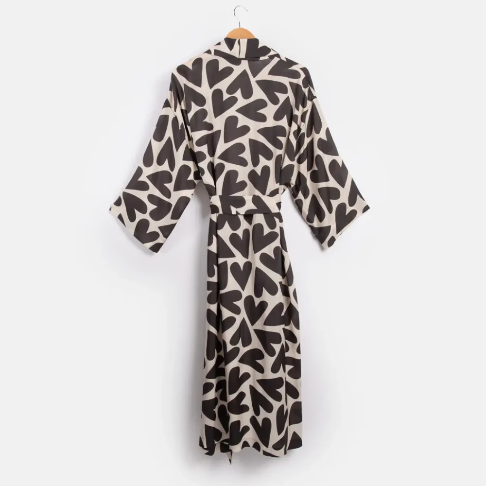 Mono Hearts Dressing Gown>Caroline Gardner Store