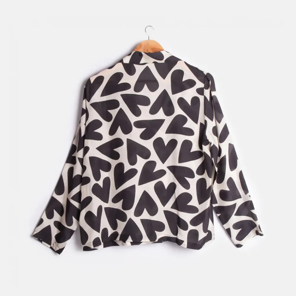 Mono Hearts Pyjama Shirt>Caroline Gardner Clearance