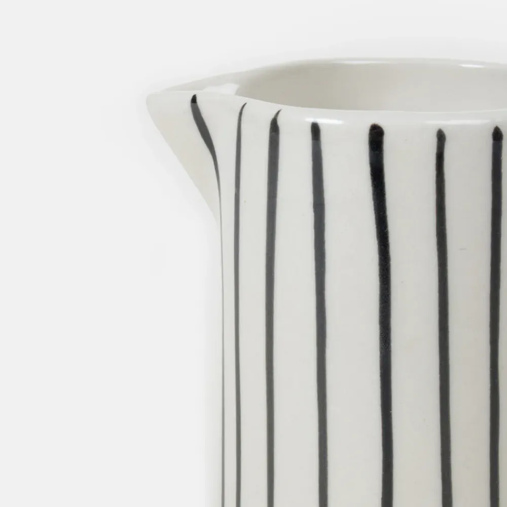 Mono Stripe Hand Painted Stoneware Milk Jug>Caroline Gardner Online