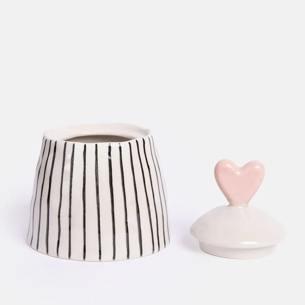 Mono Stripe Stoneware Pot>Caroline Gardner Online