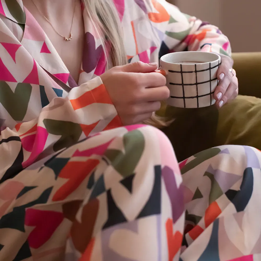 Multi Colour Block Hearts Pyjama Shirt>Caroline Gardner Outlet