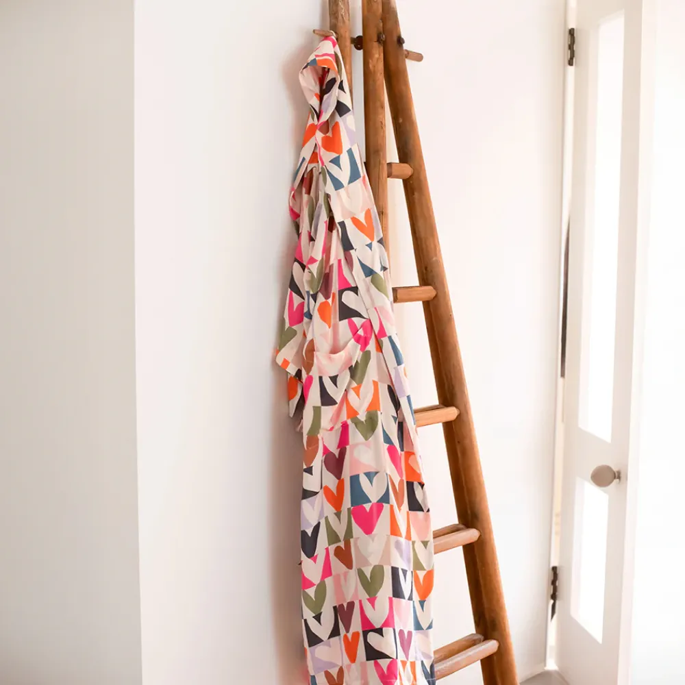 Multi Colour Block Hearts Dressing Gown>Caroline Gardner Outlet