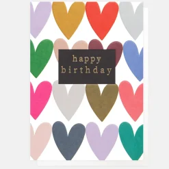 Multi Coloured Hearts Happy Birthday Card>Caroline Gardner Hot