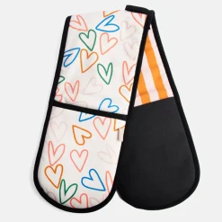 Multi Outline Hearts Double Oven Glove>Caroline Gardner Best